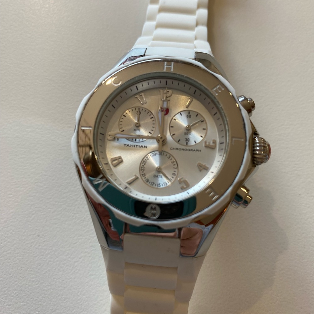 Michele stainless steel white womens watch